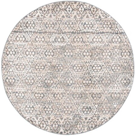 Safavieh 6 ft. 7 in. x 6 ft. 7 in. Pyramid Global Round Power Loomed Rug - Ivory & Charcoal PYR260A-7R